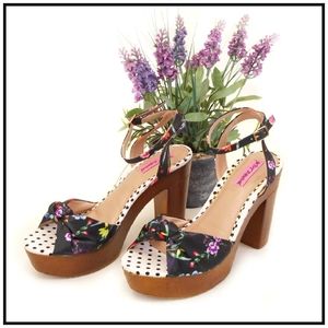 Betsey Johnson Retro Floral Platform Sandals